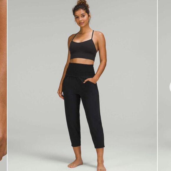 Lululemon Align Ribbed Waist Cropped Jogger Pants  Black Size 4 - Picture 1 of 9